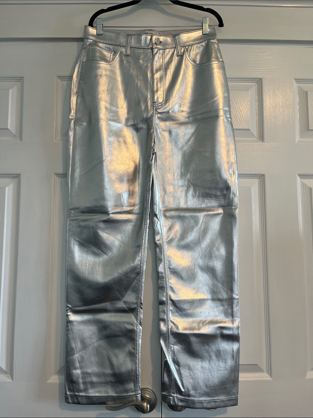 A&F Silver Straight-Leg Pants